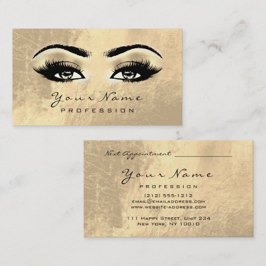 Makeup Eyebrow Eyes Lashes Appointment Card Brows Afsprakenkaartje (Voorkant / Achterkant)
