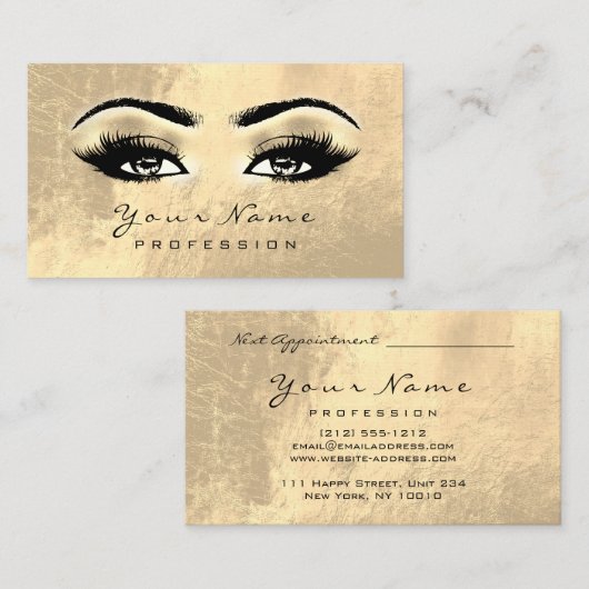 Makeup Eyebrow Eyes Lashes Appointment Card Brows Afsprakenkaartje (Voorkant / Achterkant)