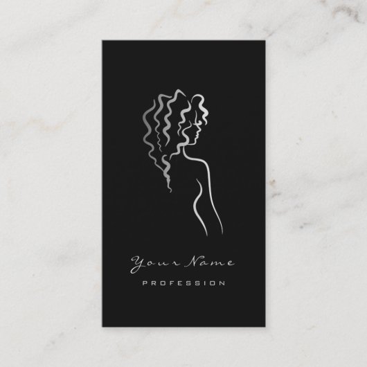 Makeup Eyebrow Eyes Lashes Black Logo Grey Glam Visitekaartje (Voorkant)