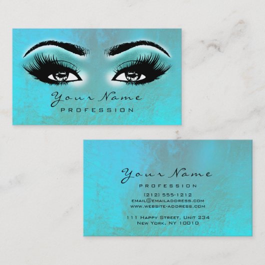 Makeup Eyebrow Eyes Lashes Brown Ocean Lux Visitekaartje (Voorkant / Achterkant)