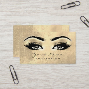 Makeup Eyebrow Eyes Lashes Browns Gold Visitekaartje