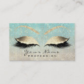 Makeup Eyebrow Eyes Lashes Glitter Blue Gold Ivory Visitekaartje (Voorkant)