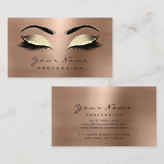 Makeup Eyebrow Eyes Lashes Glitter Gold Chocolade Visitekaartje (Voorkant / Achterkant)
