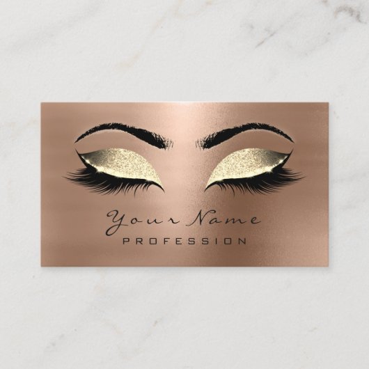 Makeup Eyebrow Eyes Lashes Glitter Gold Chocolade Visitekaartje (Voorkant)