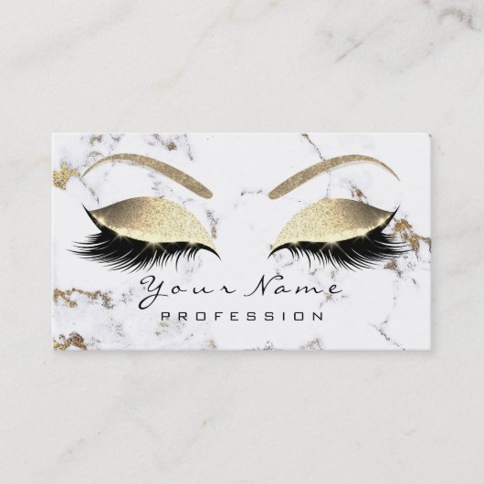 Makeup Eyebrow Eyes Lashes Glitter Gold Marble Visitekaartje (Voorkant)