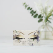 Makeup Eyebrow Eyes Lashes Glitter Gold Paars Visitekaartje (Staand voorkant)
