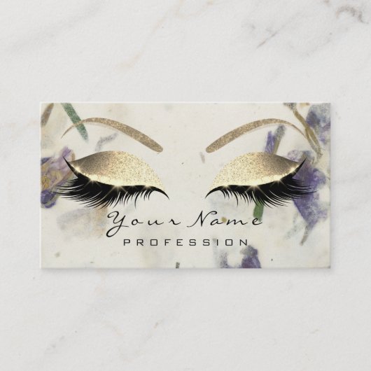 Makeup Eyebrow Eyes Lashes Glitter Gold Paars Visitekaartje (Voorkant)