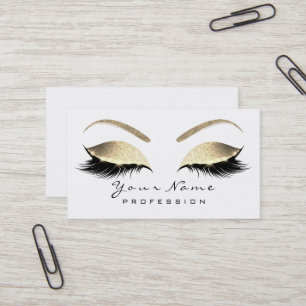 Makeup Eyebrow Eyes Lashes Glitter Gold White Visitekaartje