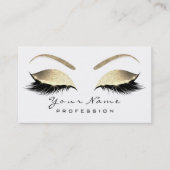 Makeup Eyebrow Eyes Lashes Glitter Gold White Visitekaartje (Voorkant)