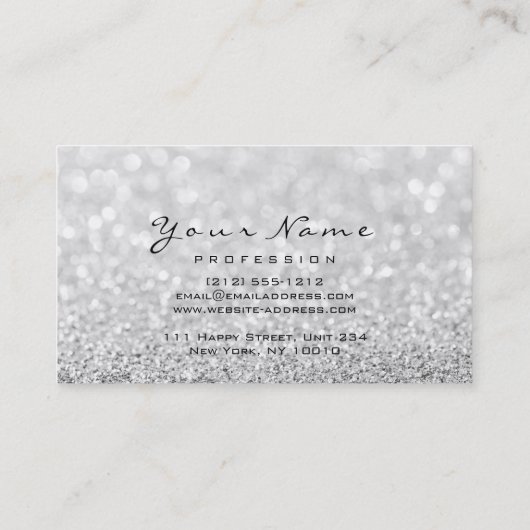 Makeup Eyebrow Eyes Lashes Glitter Gray Glam Visitekaartje (Achterkant)