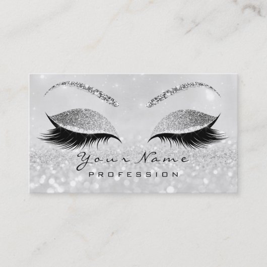 Makeup Eyebrow Eyes Lashes Glitter Gray Silver2 Visitekaartje (Voorkant)