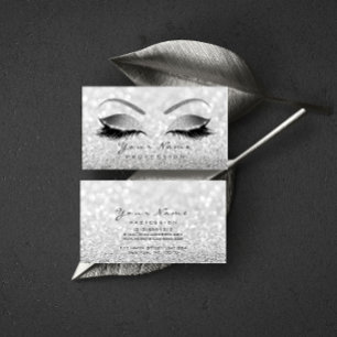 Makeup Eyebrow Eyes Lashes Glitter Gray Silver Visitekaartje