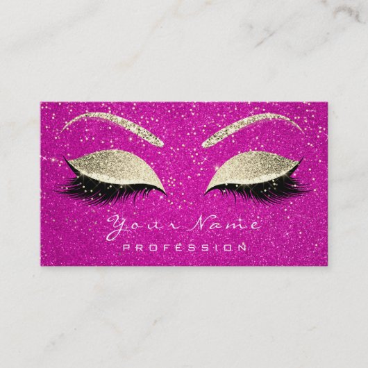 Makeup Eyebrow Eyes Lashes Glitter Hot Pink Gold Visitekaartje (Voorkant)
