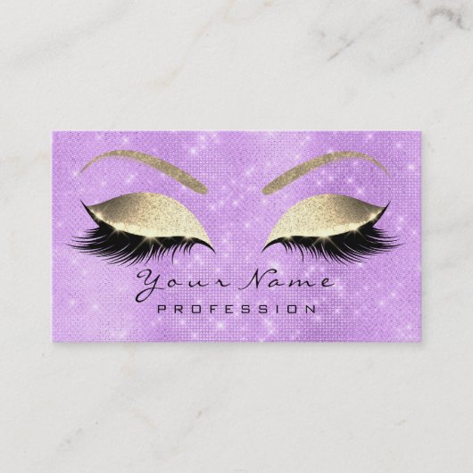 Makeup Eyebrow Eyes Lashes Glitter Lavanda Gold Visitekaartje (Voorkant)