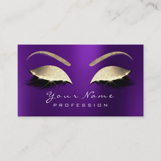 Makeup Eyebrow Eyes Lashes Glitter Lavender Paars Visitekaartje (Voorkant)