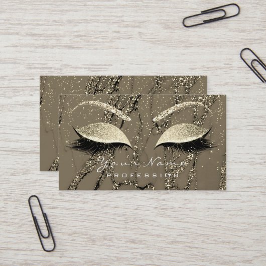 Makeup Eyebrow Eyes Lashes Glitter Marble Gold Visitekaartje (Voorkant / Achterkant in situ)