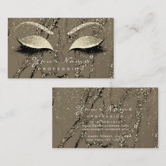 Makeup Eyebrow Eyes Lashes Glitter Marble Gold Visitekaartje (Voorkant / Achterkant)