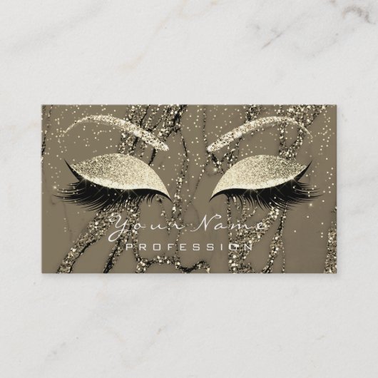 Makeup Eyebrow Eyes Lashes Glitter Marble Gold Visitekaartje (Voorkant)