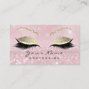 Makeup Eyebrow Eyes Lashes Glitter Pink Gold Visitekaartje