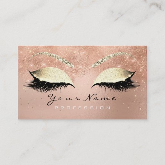 Makeup Eyebrow Eyes Lashes Glitter Roos Confetti1 Visitekaartje (Voorkant)