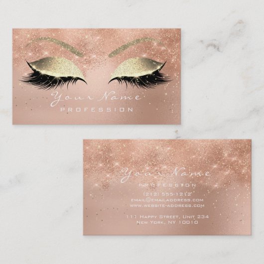 Makeup Eyebrow Eyes Lashes Glitter Roos Confetti Visitekaartje (Voorkant / Achterkant)