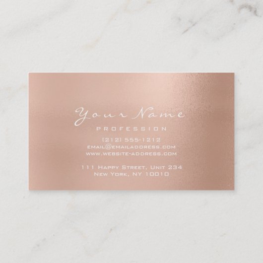 Makeup Eyebrow Eyes Lashes Glitter Roos Glam Visitekaartje (Achterkant)