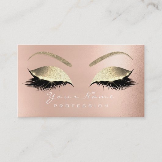 Makeup Eyebrow Eyes Lashes Glitter Roos Glam Visitekaartje (Voorkant)