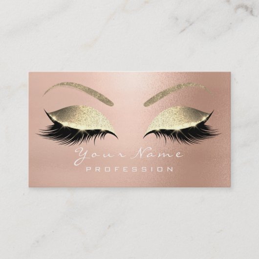Makeup Eyebrow Eyes Lashes Glitter Roos Gold1 Visitekaartje (Voorkant)