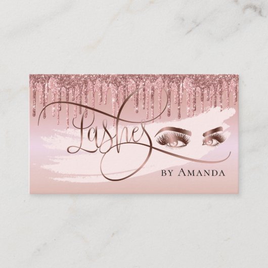 Makeup Eyebrow Eyes Lashes glitter roos gold Visitekaartje (Voorkant)