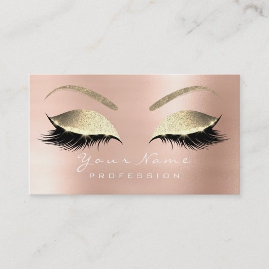 Makeup Eyebrow Eyes Lashes Glitter Roos Gold Visitekaartje (Voorkant)