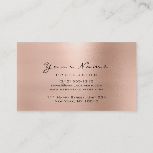 Makeup Eyebrow Eyes Lashes Glitter Roos Gold Wow Visitekaartje (Achterkant)