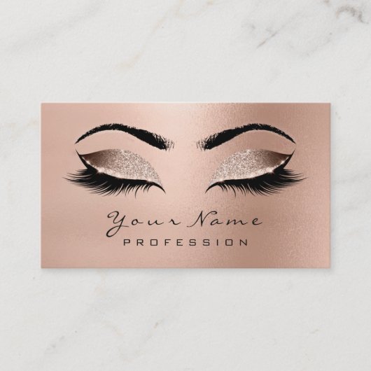 Makeup Eyebrow Eyes Lashes Glitter Roos Gold Wow Visitekaartje (Voorkant)