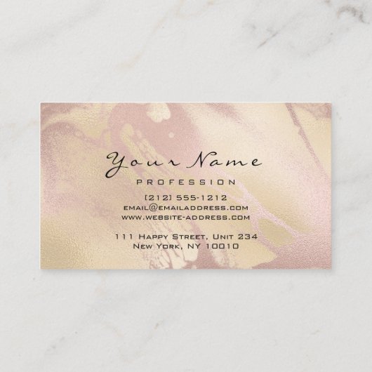 Makeup Eyebrow Eyes Lashes Glitter Roos Marble Visitekaartje (Achterkant)