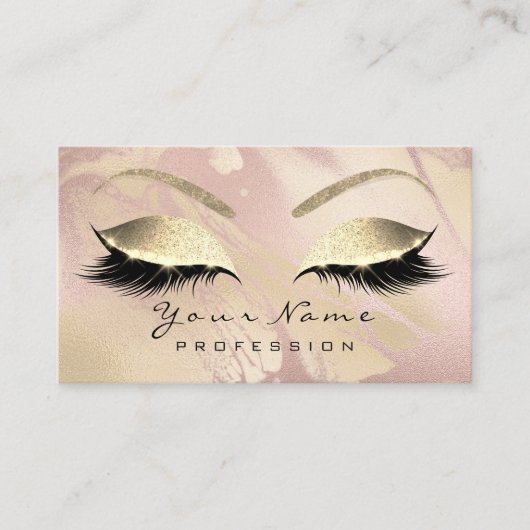 Makeup Eyebrow Eyes Lashes Glitter Roos Marble Visitekaartje (Voorkant)