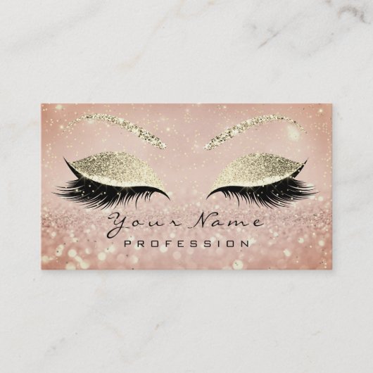 Makeup Eyebrow Eyes Lashes Glitter Skinny Gold Visitekaartje (Voorkant)