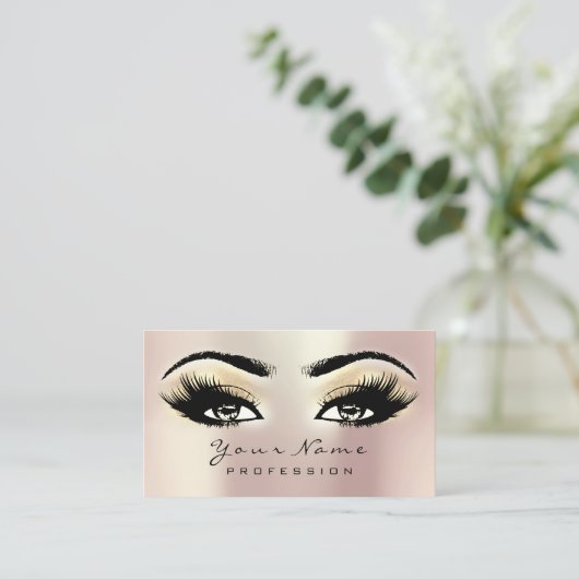 Makeup Eyebrow Eyes Lashes Glitter SPA Champaigne Visitekaartje (Staand voorkant)
