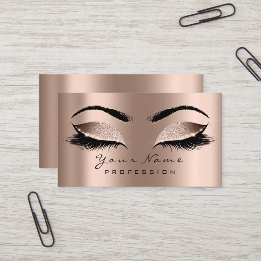 Makeup Eyebrow Eyes Lashes Glitter SPA Gold Roos Visitekaartje (Voorkant / Achterkant in situ)