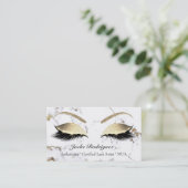Makeup Eyebrow Eyes Lashes Glitter White Marble Visitekaartje (Staand voorkant)