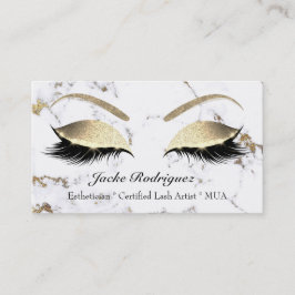 Makeup Eyebrow Eyes Lashes Glitter White Marble Visitekaartje