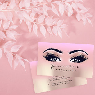 Makeup Eyebrow Eyes Lashes Pink Ombre Roos Visitekaartje