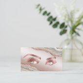 Makeup Eyebrow Eyes Lashes Roos Gold Marble Busine Visitekaartje (Staand voorkant)