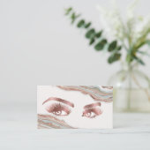 Makeup Eyebrow Eyes Lashes Roos Gold Marble Busine Visitekaartje (Staand voorkant)