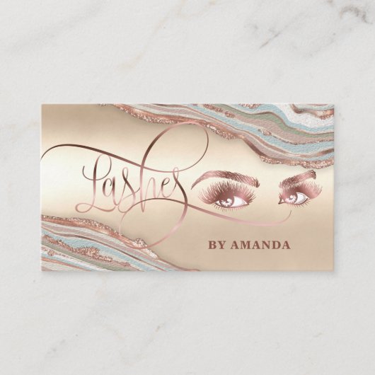 Makeup Eyebrow Eyes Lashes Roos Gold Marble Busine Visitekaartje (Voorkant)