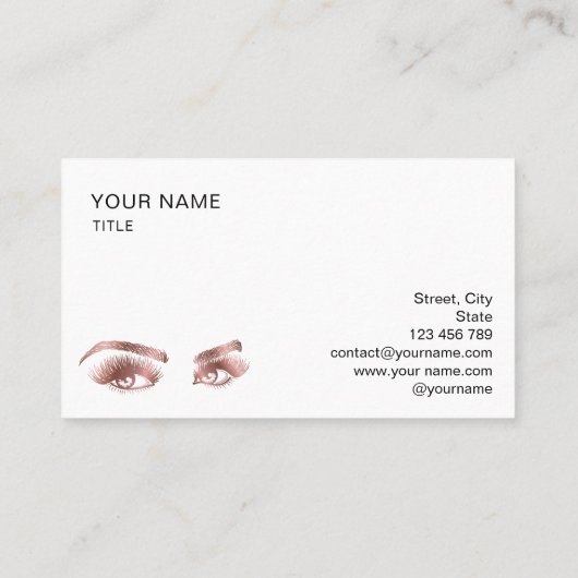 Makeup Eyebrow Eyes Lashes Roos Gold Visitekaartje (Achterkant)