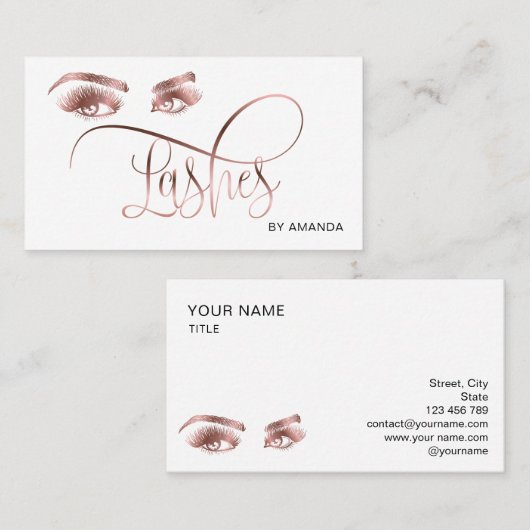 Makeup Eyebrow Eyes Lashes Roos Gold Visitekaartje (Voorkant / Achterkant)