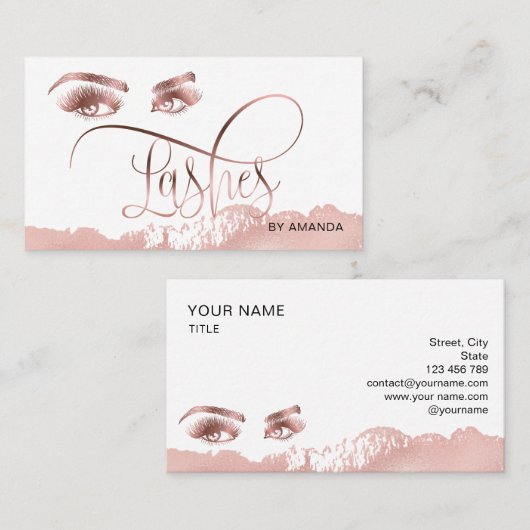 Makeup Eyebrow Eyes Lashes Roos Gold Visitekaartje (Voorkant / Achterkant)