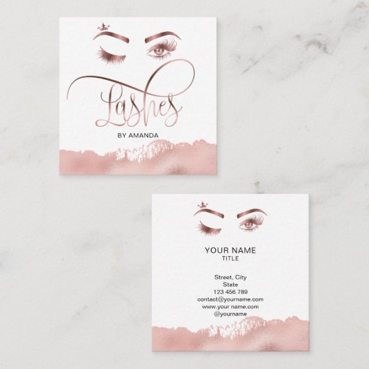 Makeup Eyebrow Eyes Lashes Roos Gold Visitekaartje (Voorkant / Achterkant)