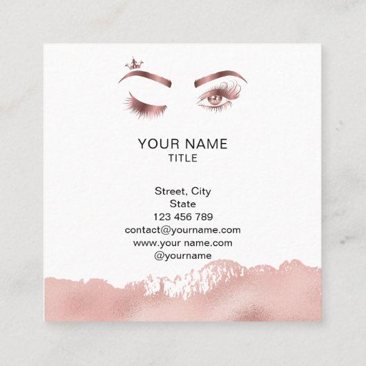 Makeup Eyebrow Eyes Lashes Roos Gold Visitekaartje (Achterkant)