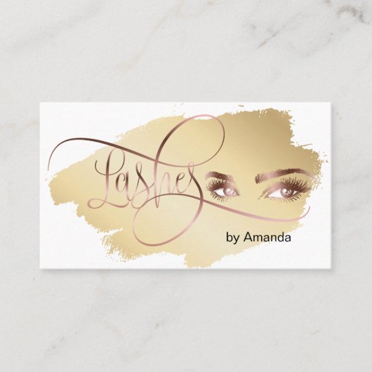 Makeup Eyebrow Eyes Lashes Roos Gold Visitekaartje Contactkaartje (Voorkant)