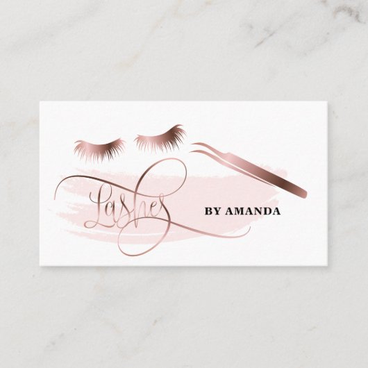 Makeup Eyebrow Eyes Lashes Rose Gold Visitekaartje (Voorkant)